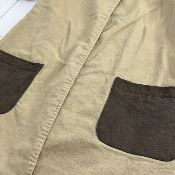 Millard Fillmore Anthropologie Jacket Duster Brown Leather Pockets Festival S - Picture 8 of 9